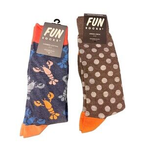 Men’s Fun Socks Crew 2-Pair Lobster Polka Dot Size 6-12 Design In NYC New